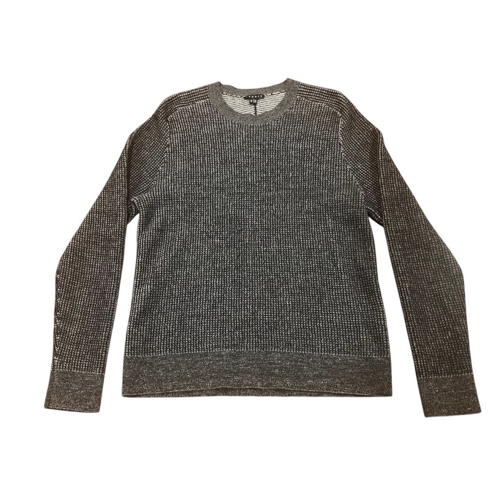 Theory Women’s Stretch Wool Waffle Knit Crewneck Sweater Charcoal Large Fabrice